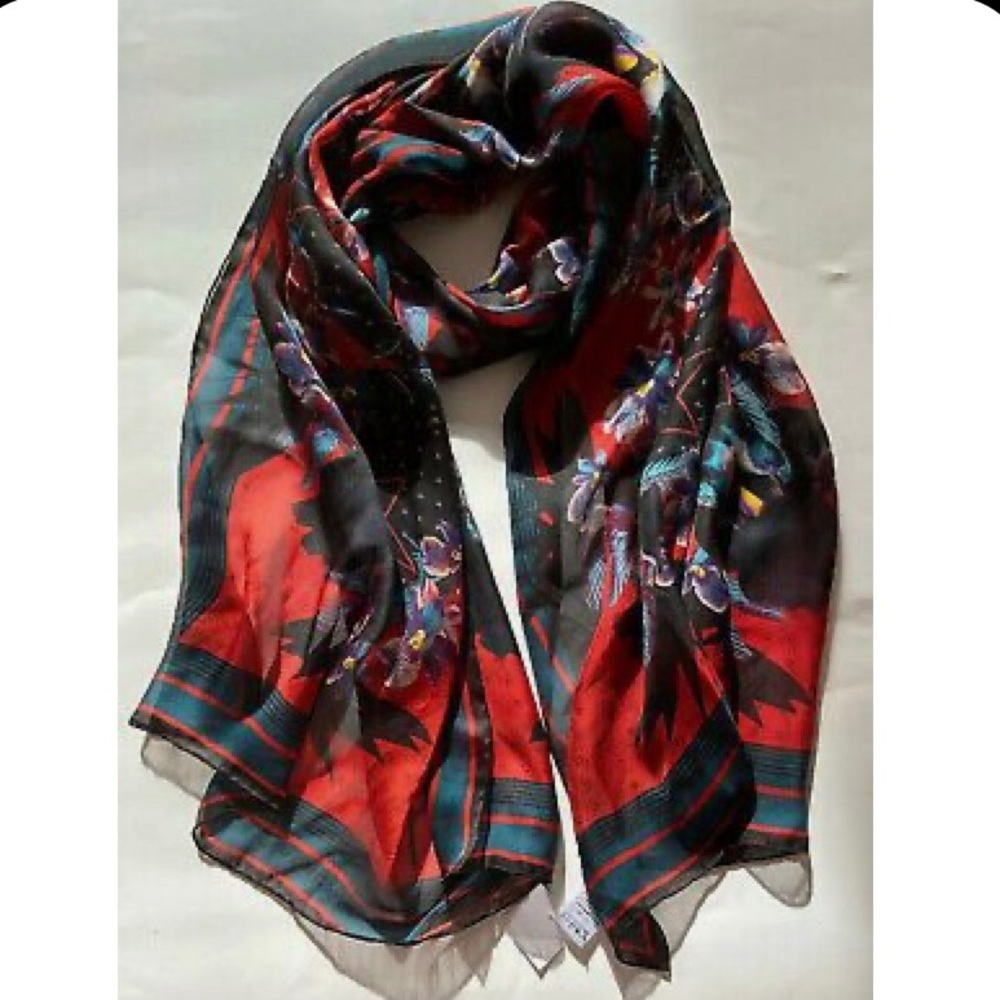 Givenchy printed silk scarf wrap stole birds of paradise print NWT